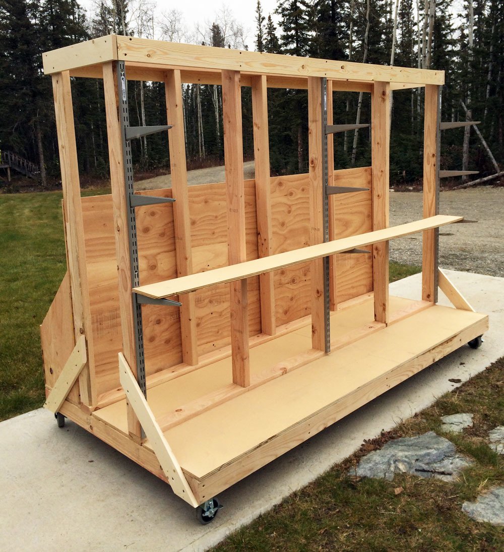 Woodworking lumber storage cart